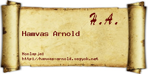 Hamvas Arnold névjegykártya